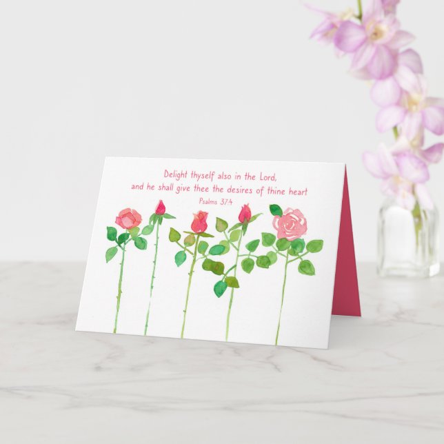 Christian Valentine's Day Bible Verse Psalms 37 4  Card (Orchid)