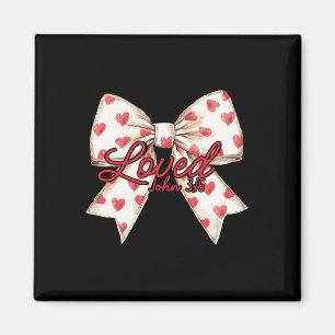 Christian Valentines Day Coquette Bow Heart Loved Magnet