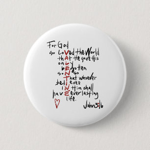 Christian Valentines John 3_16 For God So Loved Th 6 Cm Round Badge