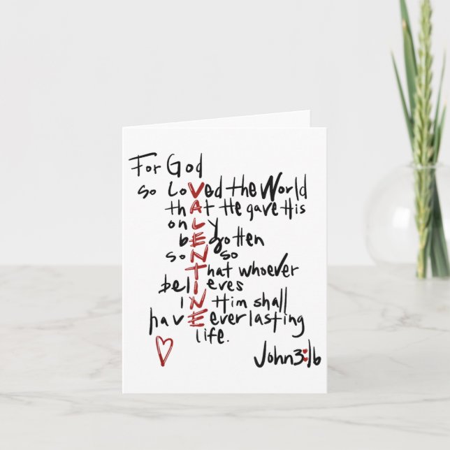 Christian Valentines John 3_16 For God So Loved Th Card (Front)