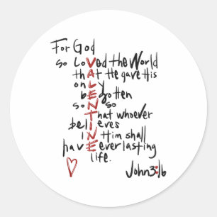 Christian Valentines John 3_16 For God So Loved Th Classic Round Sticker