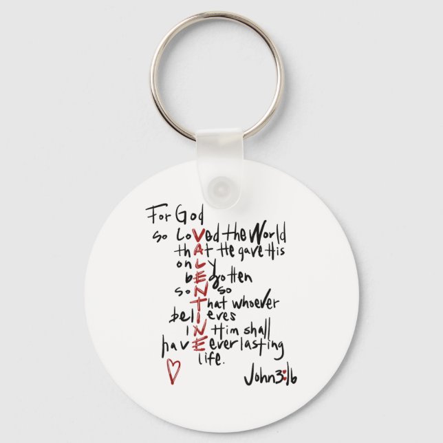 Christian Valentines John 3_16 For God So Loved Th Key Ring (Front)