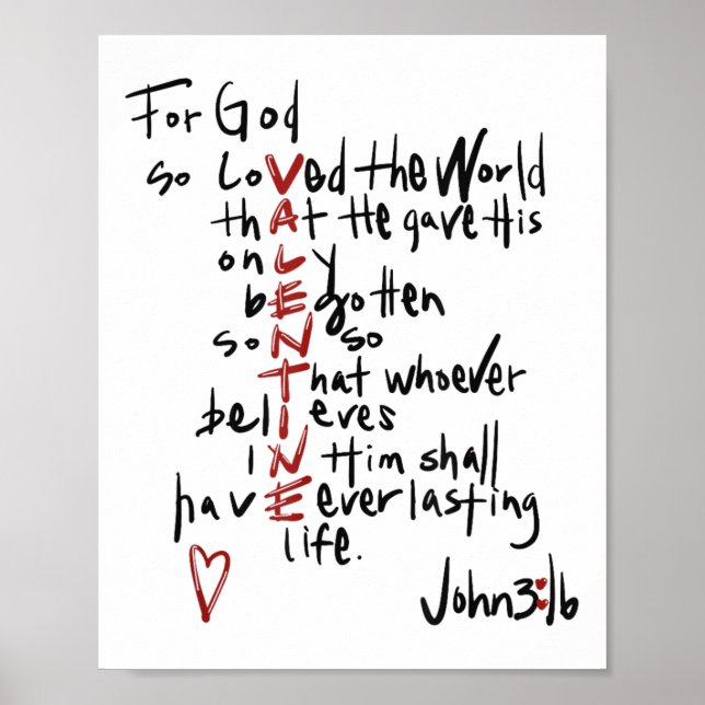 Christian Valentines John 3_16 For God So Loved Th Poster (Front)