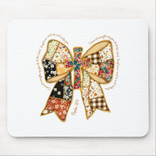Christian Verse Bible Jesus Coquette Bow Patchwork Mouse Mat