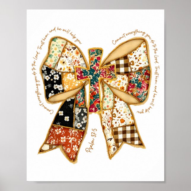 Christian Verse Bible Jesus Coquette Bow Patchwork Poster (Front)