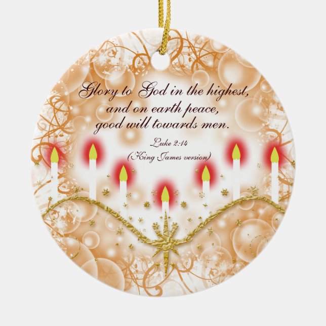 Christian verse Christmas candles Ceramic Tree Decoration (Front)