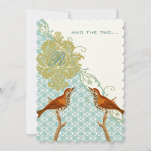 Christian Vintage Birds Damask Wedding Invites