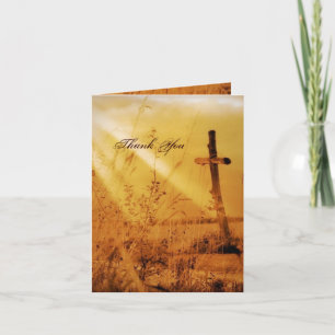 Christian vintage country cross wedding thank you card