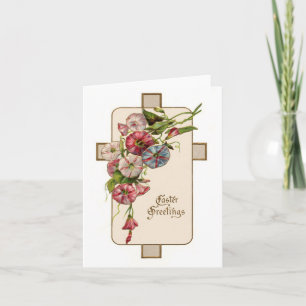 Christian Vintage Easter Floral Greetings Holiday Card