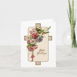 Christian Vintage Easter Floral Greetings Holiday Card