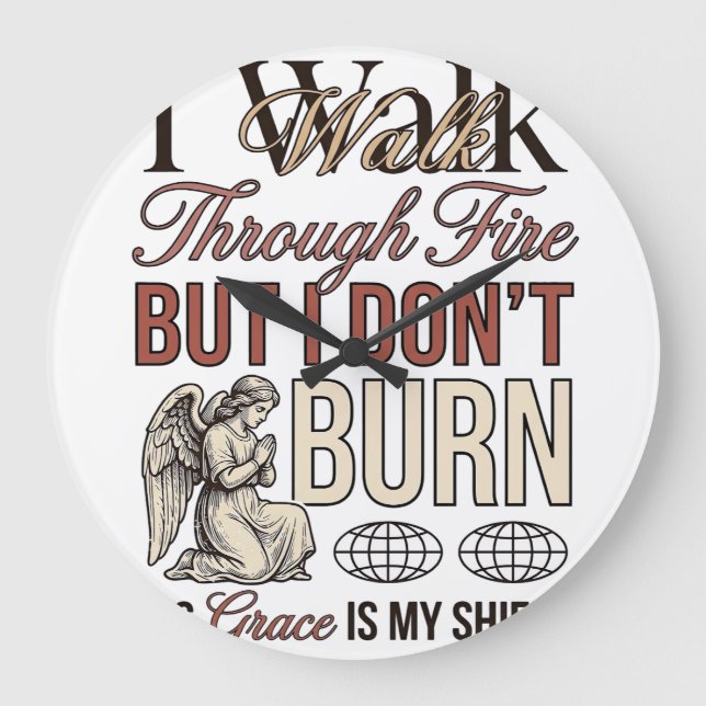 Christian Walk Through Fire Vintage Large Clock (Front)