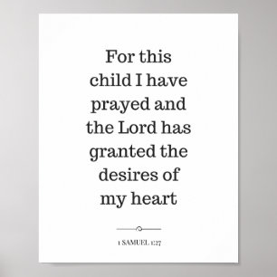 Christian wall art, 1 Samuel 1:27, bible verse Poster