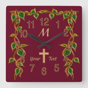 Christian Wall Clocks with Monogram and Your Text