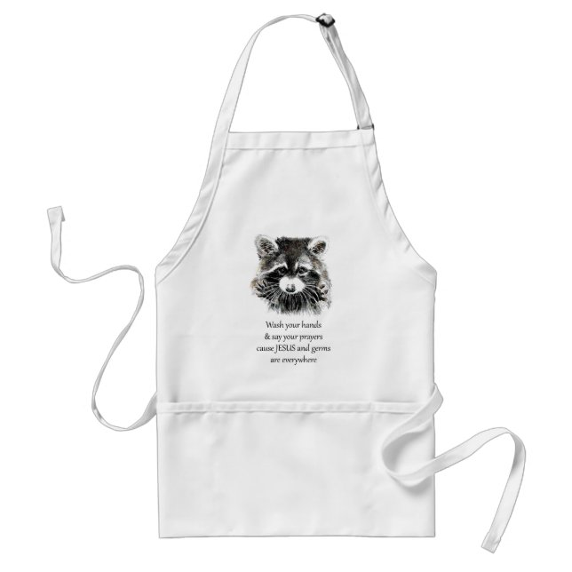Christian Washroom Wash your Hands Racoon Animal Standard Apron (Front)