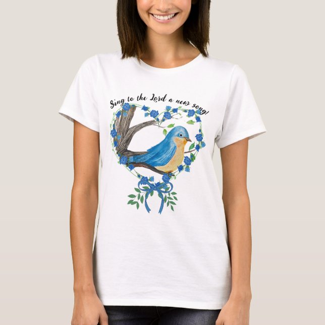 Christian Watercolor Bluebird T-Shirt (Front)