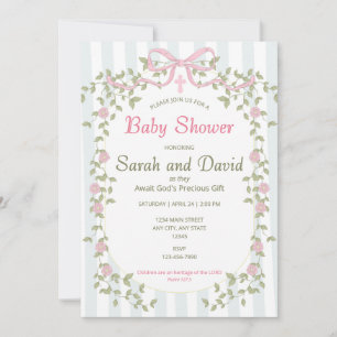 Christian Watercolor Garden Baby Shower Invitation