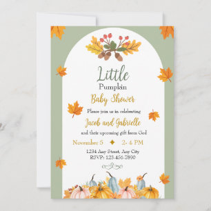 Christian Watercolor Little Pumpkin Baby Shower Invitation