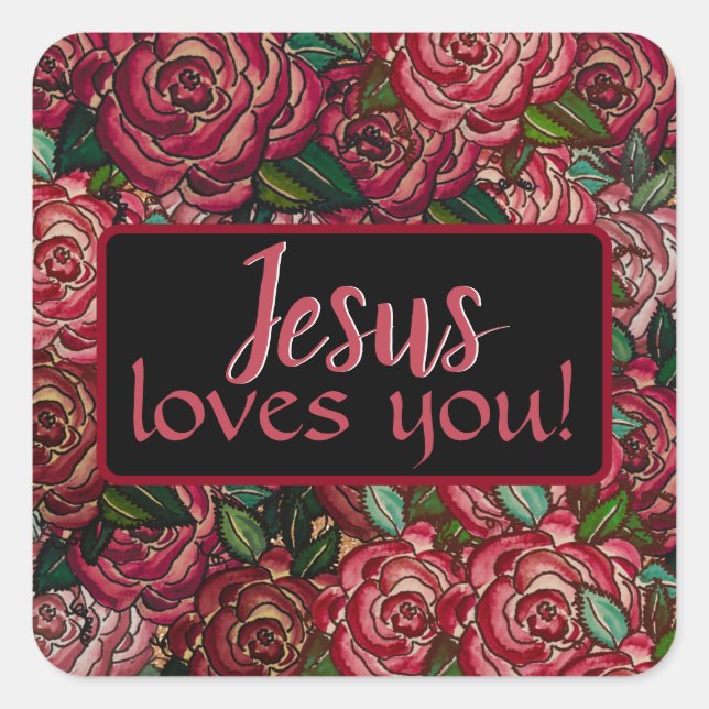 Christian Watercolor Red Rose Stickers (Front)