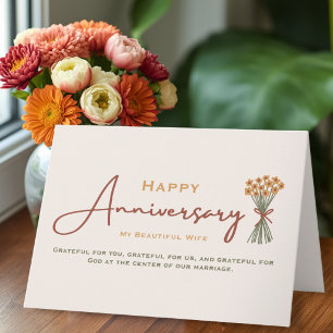 Christian Wedding Anniversary for Wife Cute Floral Card