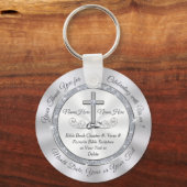 Christian Wedding Favours for Guests, Personalised Key Ring (Front)