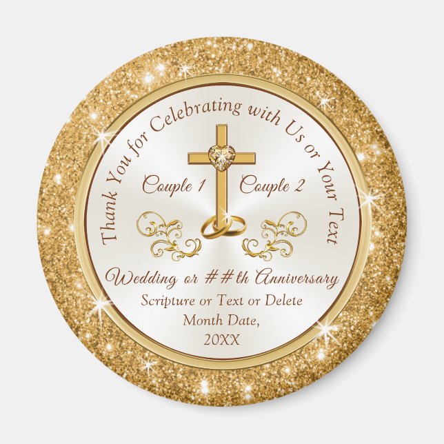 Christian Wedding Favours or Anniversary Favours, Magnet (Front)