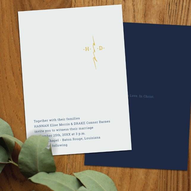 Christian Wedding | Gold Couple's Initials Cross Invitation (Creator Uploaded)