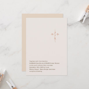 Christian Wedding Hand Lettered Monogram Cross Invitation