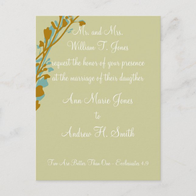 Christian Wedding Invitation Carmel and Blue (Front)