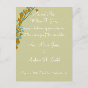 Christian Wedding Invitation Carmel and Blue Postcard