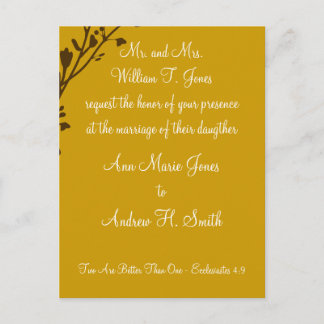 Christian Wedding Invitation Carmel and Blueberry Postcard