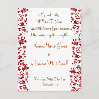 Christian Wedding Invitation Carmel and Blueberry Postcard