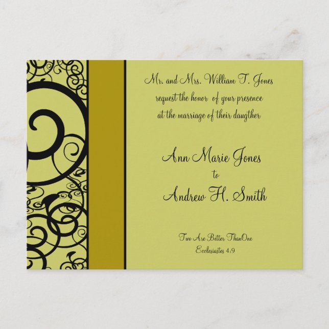 Christian Wedding Invitation Deep Sea Blue (Front)