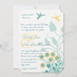 Christian Wedding Invitation Humming Birds Flowers