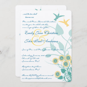 Christian Wedding Invitation Humming Birds Flowers