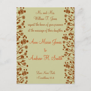 Christian Wedding Invitation Orange and Brown