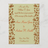 Christian Wedding Invitation Orange and Brown