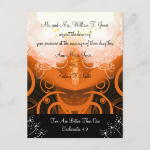 Christian Wedding Invitation Orange Cala Lily Postcard