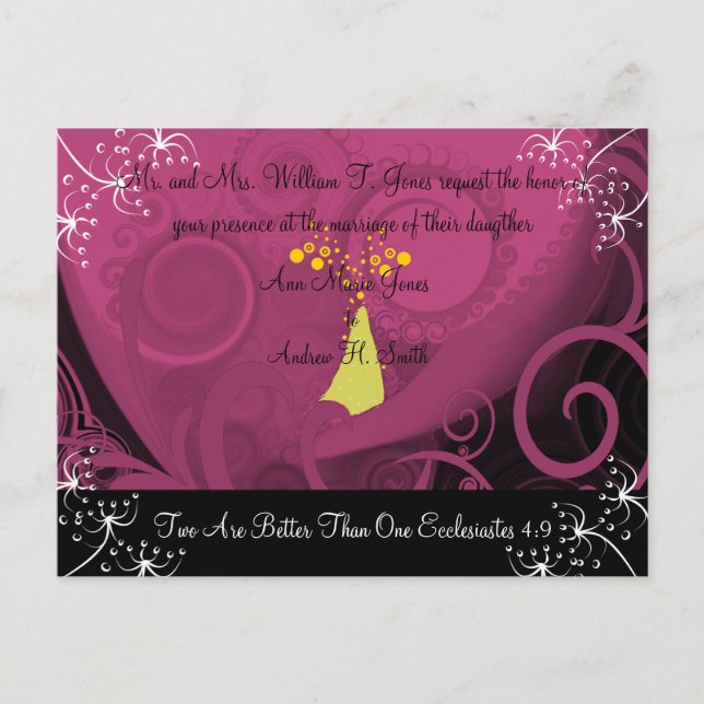 Christian Wedding Invitation Plum Cala Lily Postcard (Front)