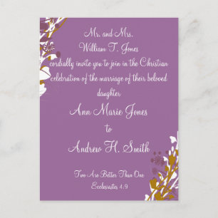 Christian Wedding Invitation Purple Elegance