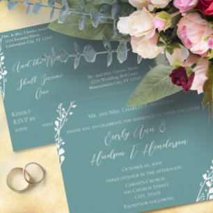 Christian Wedding Invitation Sea Blue Sherbert