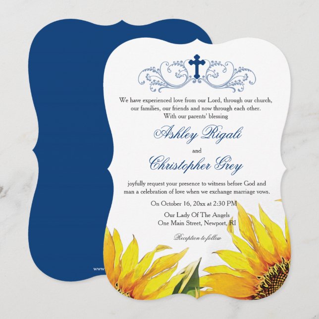 Christian Wedding Invitation - Sunflowers (Front/Back)