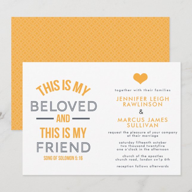 Christian Wedding Invitation - This is My Beloved (Front/Back)