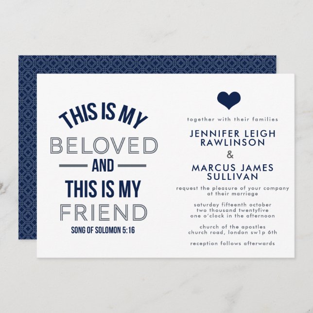Christian Wedding Invitation - This is My Beloved (Front/Back)