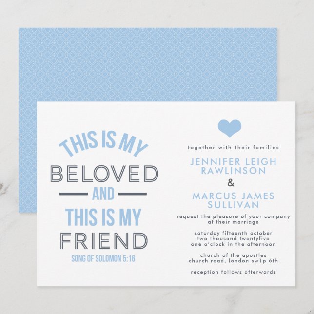 Christian Wedding Invitation - This is My Beloved (Front/Back)