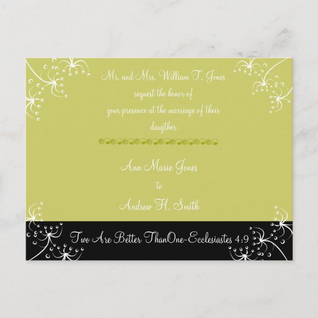 Christian Wedding Invitation Two Are Better Than Postcard (Front)