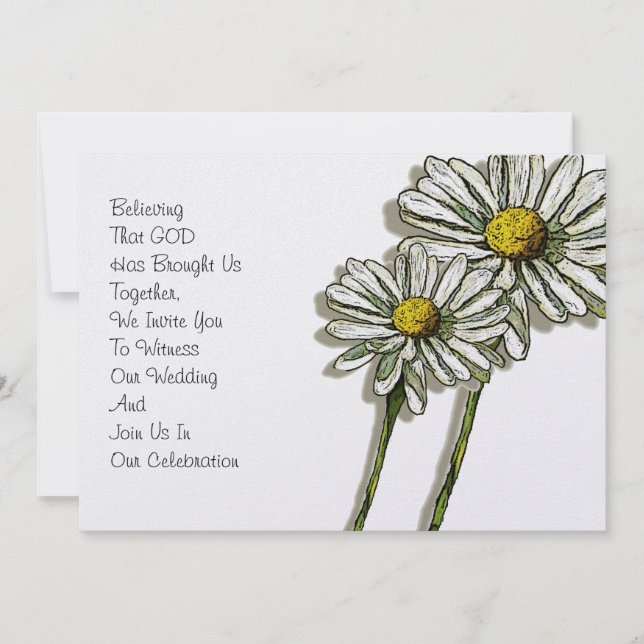Christian Wedding Invitation: Two Daisies: Art Invitation (Front)