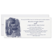 Christian Wedding Invitation - Watercolor Navy