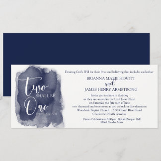 Christian Wedding Invitation - Watercolor Navy