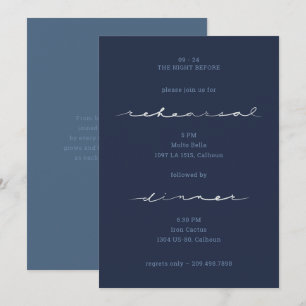 Christian Wedding Navy Blue Rehearsal Dinner Invitation
