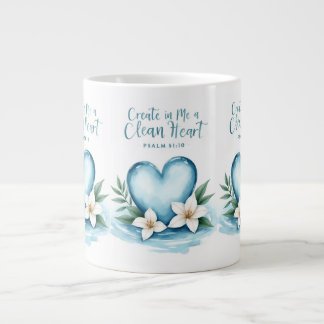 Christian Wedding Psalm 51 Watercolor Heart Mug